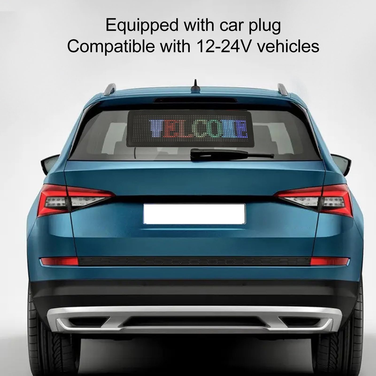 Insegna per Auto a LED Programmabile con Display RGB Ad Alta luminosità per pubblicità Flessibile in Negozi, Bar, Hotel, 28,5 X 9 Cm