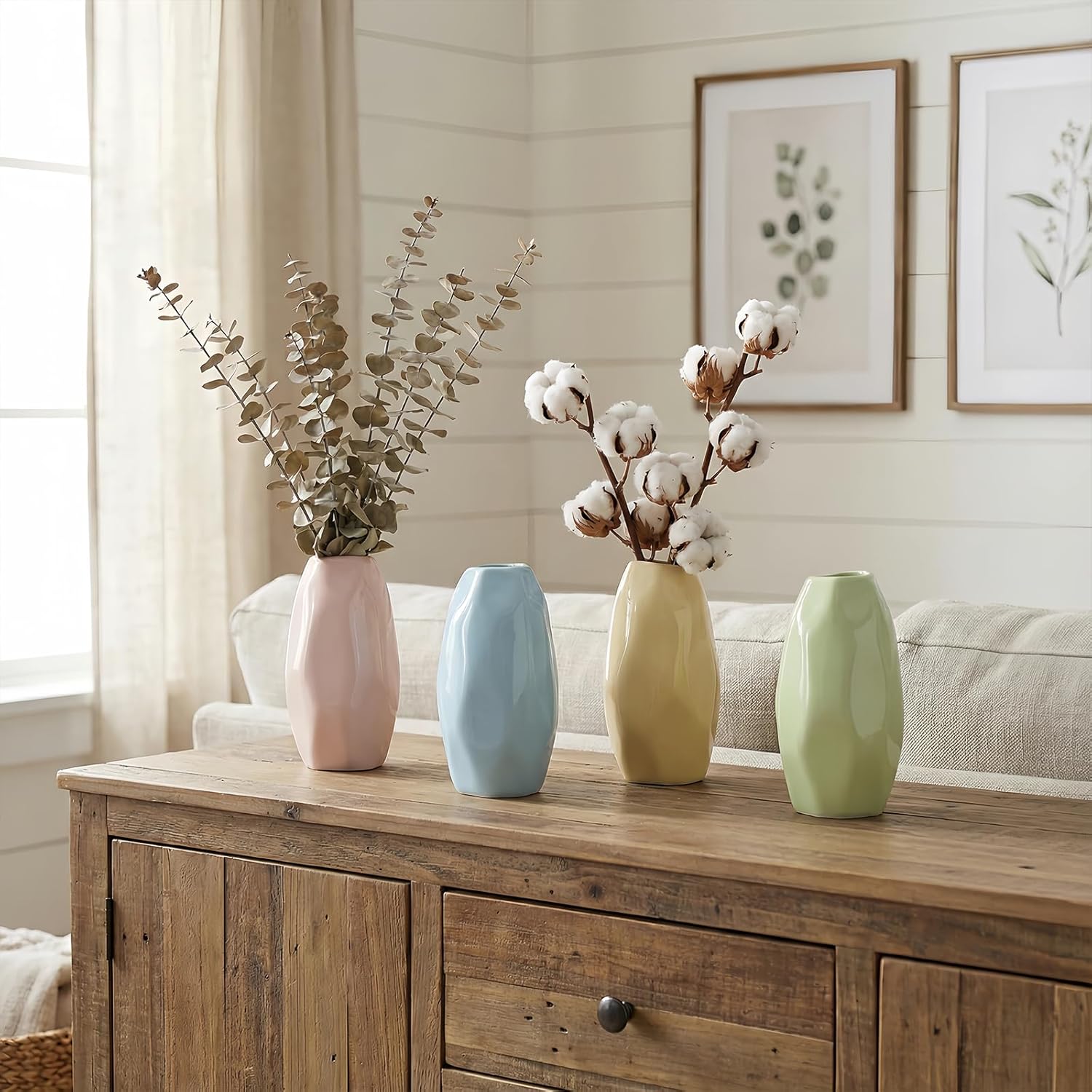 Ceramic Vase, Small Pampas Grass Vases for Decor,Table,Shelf Bookshelf Decorative,Mantel,Entryway Decor and Centerpieces - Image 6