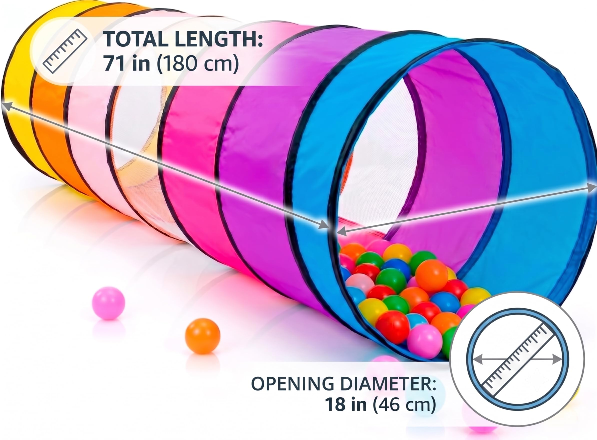 Tunnel Bambini XL 180 cm. : Tenda Psicomotricita per Bambini : Giochi per Natale