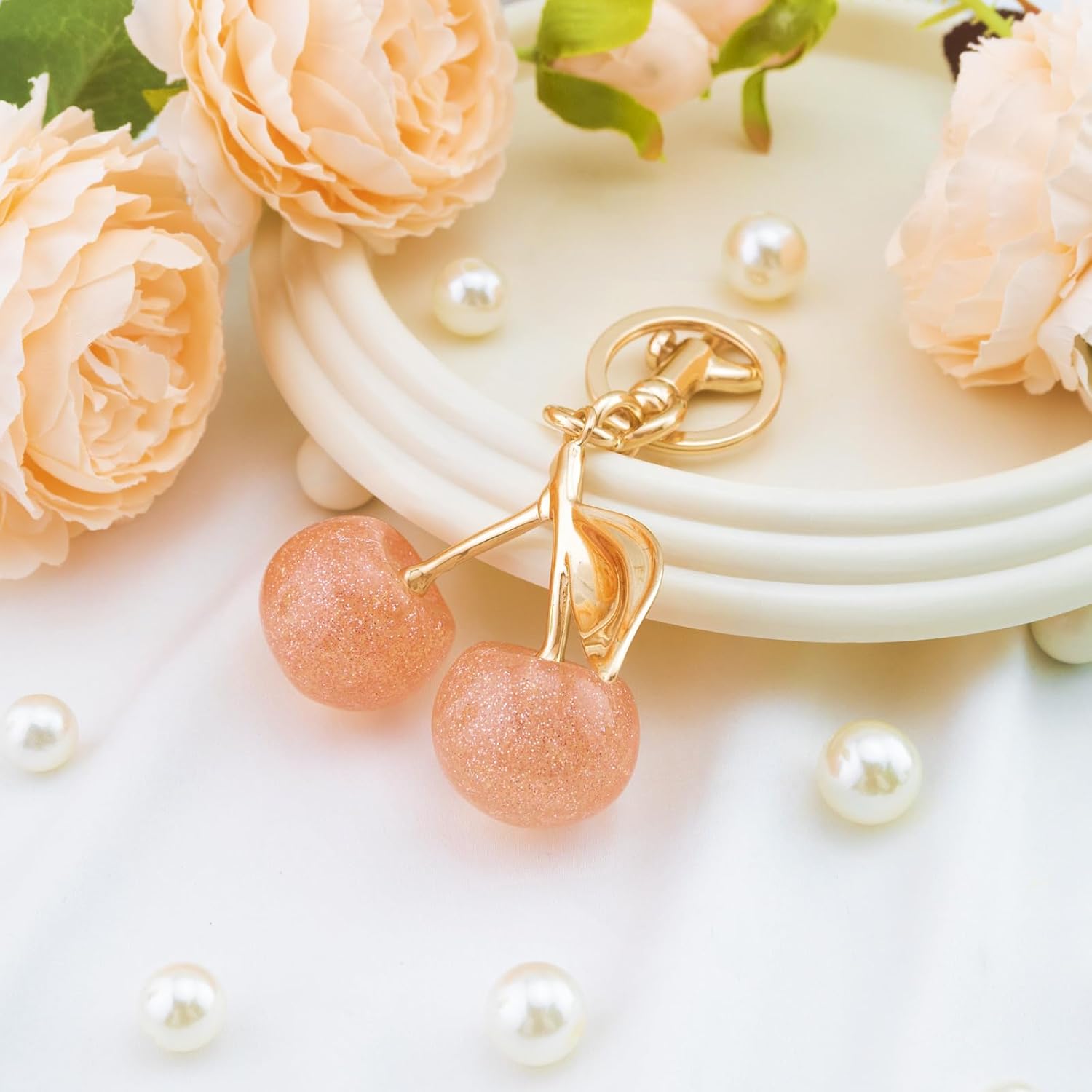 Keychain Cherry Bag Purse Charms For Handbags Accessories— Cherry Bag Charm For Women Cute Valentines Day Gifts - Image 4