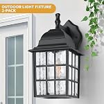 12'' Outdoor Lights for House 2 Packs, Exterior Light Fixtures Porch Light Wall Mount, Waterproof Aluminum Outside Lights Sconce, Modern Outdoor Lighting Lanterns for Garage Patio Front Door, Black