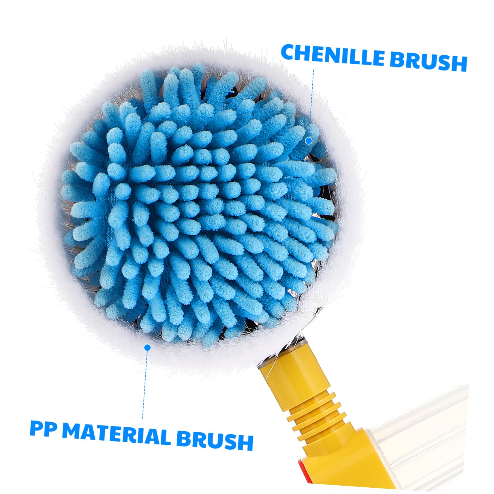 ULTECHNOVO Brosse de Nettoyage Forte Absorption d'eau pour Voiture Rotative Automatique avec Manche Long en Chenille et PP Supporte Pulvérisation et Nettoyage, pour Lavage de Voiture