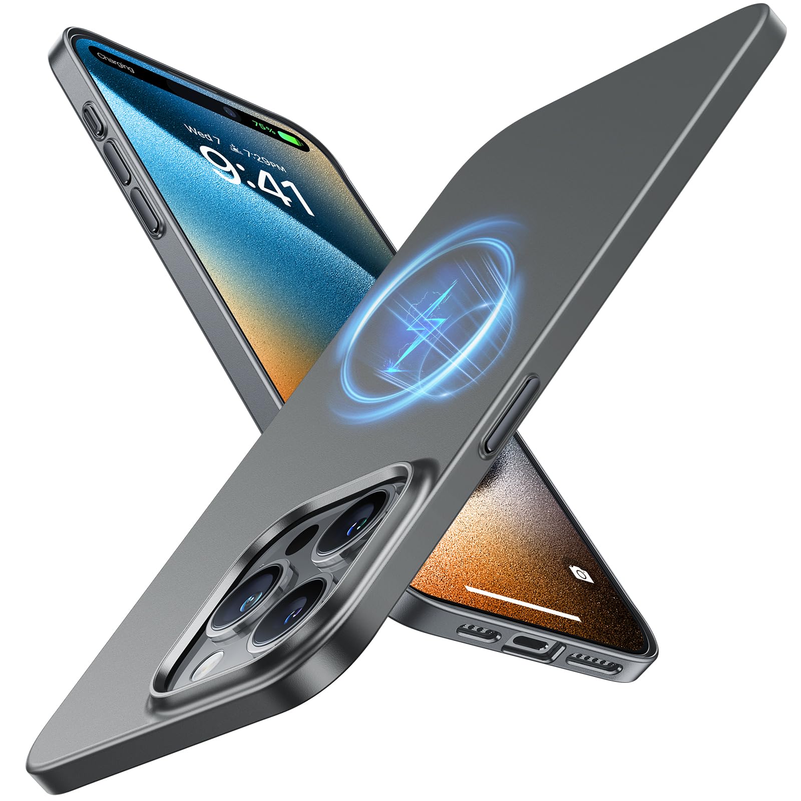 Ultra Thin for iPhone 15 Pro Case with MagSafe, 19N Magnetic Force, Velvety Touch & Elegant Look, Extreme Protection Slim Case for iPhone 15 Pro Phone Cover, Gray