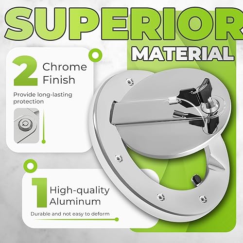 Miniatura 3 de KUAFU Puerta de combustible con bloqueo compatible con Hummer H3 H3T 2003-2010 Llenadora de combustible para tanque de combustible Tapa de tanque de