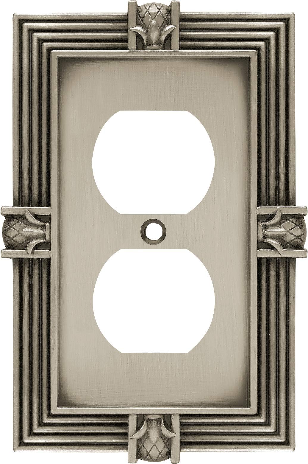 Franklin Brass 64462 Pineapple Single Duplex Outlet Wall Plate/Switch Plate/Cover, Brushed Satin Pewter