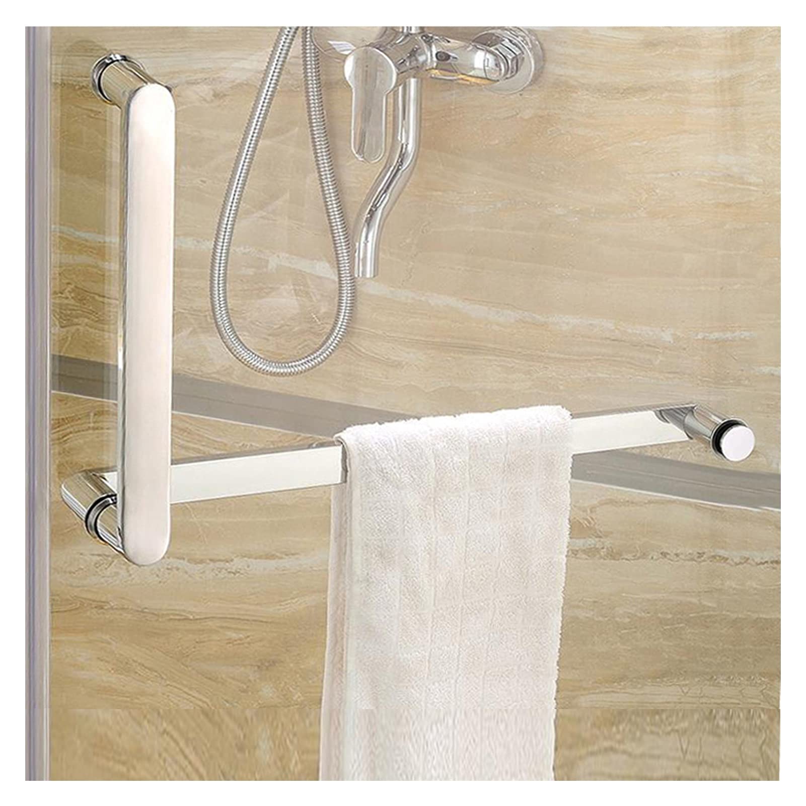 DFGHNBVC Glass Door And Window Handles Heavy Duty Stainless Steel Bathroom Shower Pull Push Door Handles, Simple Sliding Door Household Bathroom Shower Furniture Glass Door Hardware Acces,300Mm+450Mm