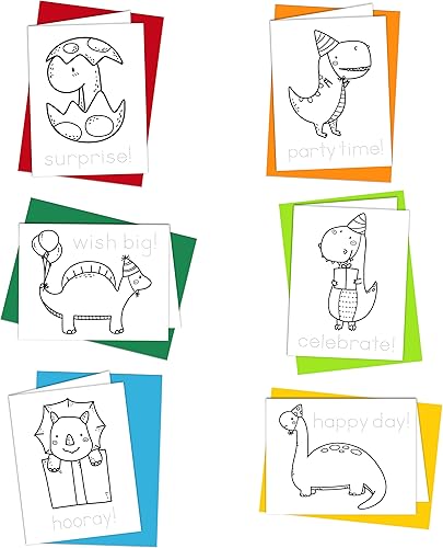 Miniatura 23 de Tarjetas para colorear: Happy Go Lucky Stationery Juego de 6 tarjetas para que los niños coloreen y practiquen la escritura de cartas, 100%