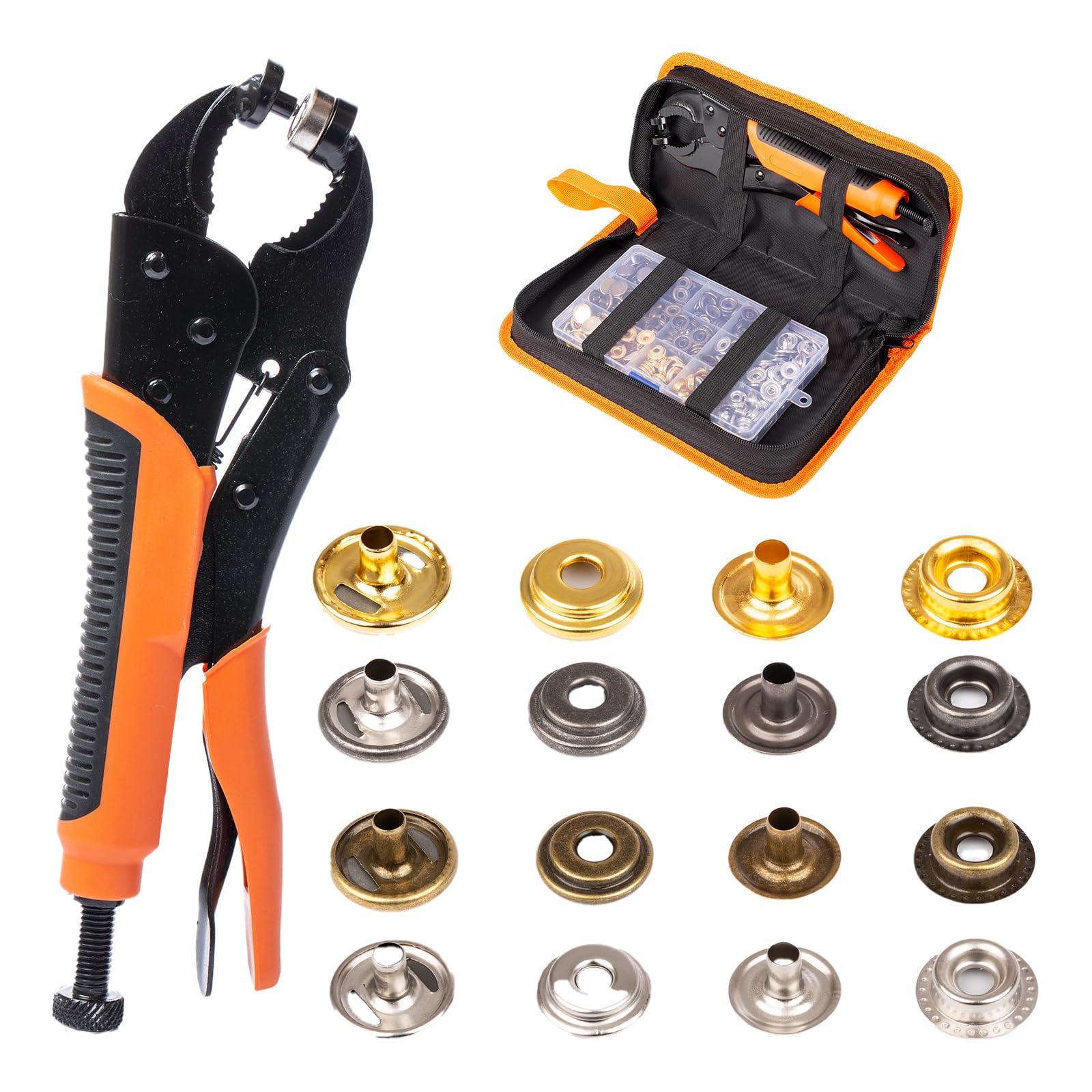 INNOVIO Druckknopf Set mit Zange – 80 Set Metall-Druckknöpfe (15mm) für Leder, Segeltuch, Jacken, Geldbörsen & Taschen – Perfekt für Handwerk & Reparaturen