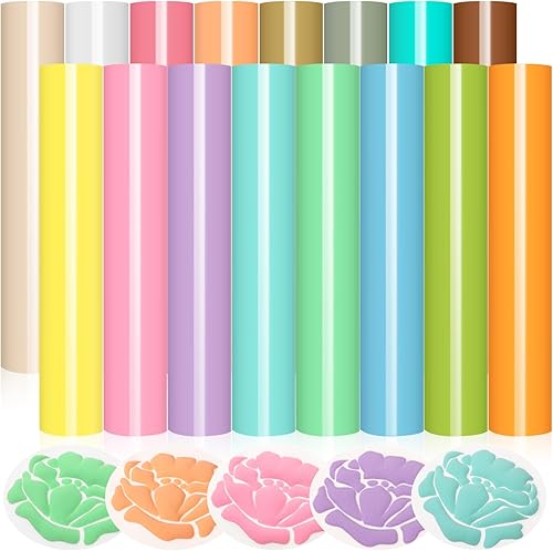 WRAPXPERT Vinilo de transferencia de calor, 16 colores 3D Puff HTV Vinilo de transferencia de calor de 12 x 10 pulgadas, color pastel, hojas de