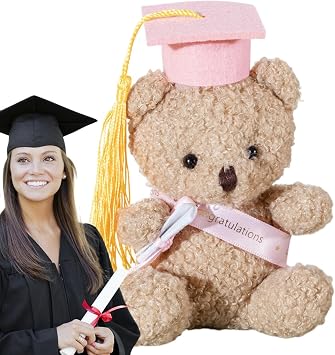 Graduation Bear 5.1 Inch Bear Plush Toy with Hat and Certificate