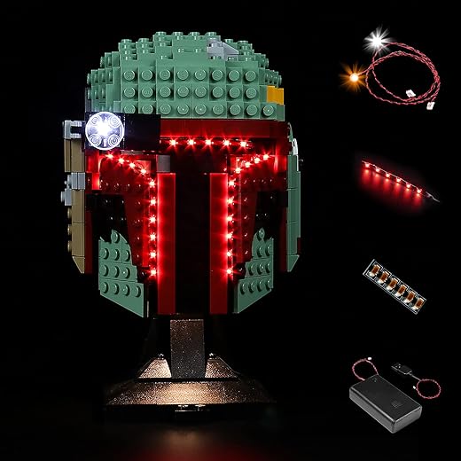BrickBling LED-Beleuchtungsset für Lego Boba Fett Helm（Nur Lichter, Baustein Nicht enthalten,Dekorations-LED-Licht-Set für Lego 75277 Boba Fett Maske Collectible Kreatives Spielzeuggeschenk