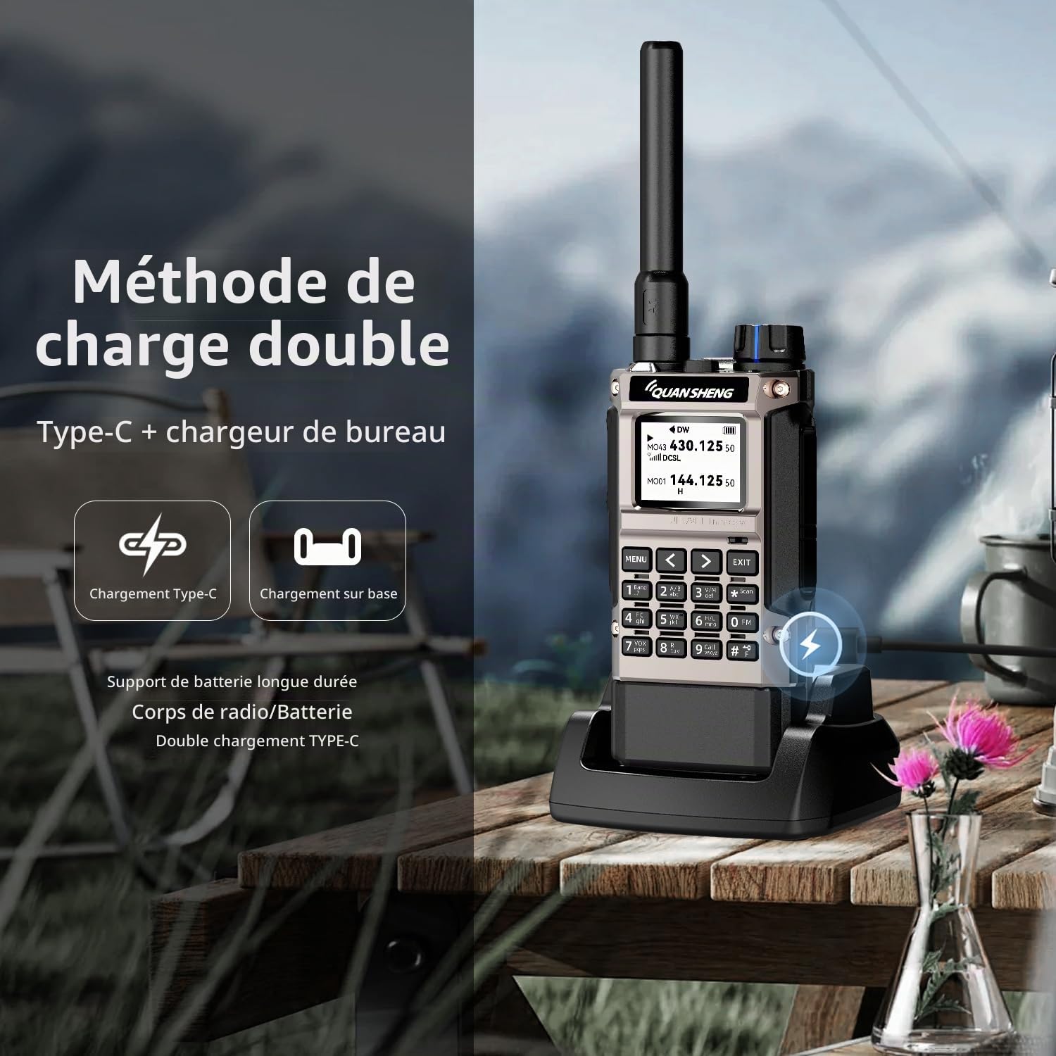QUANSHENG UV-K1(8) Walkie Talkie Handheld Ham Radio, 2500mAh High Capacity Battery, 50-600MHz Full Band Receive, Air Band, One Key Frequency Match, Wireless Copy, NOAA, USB-C Charging Two Way Radio