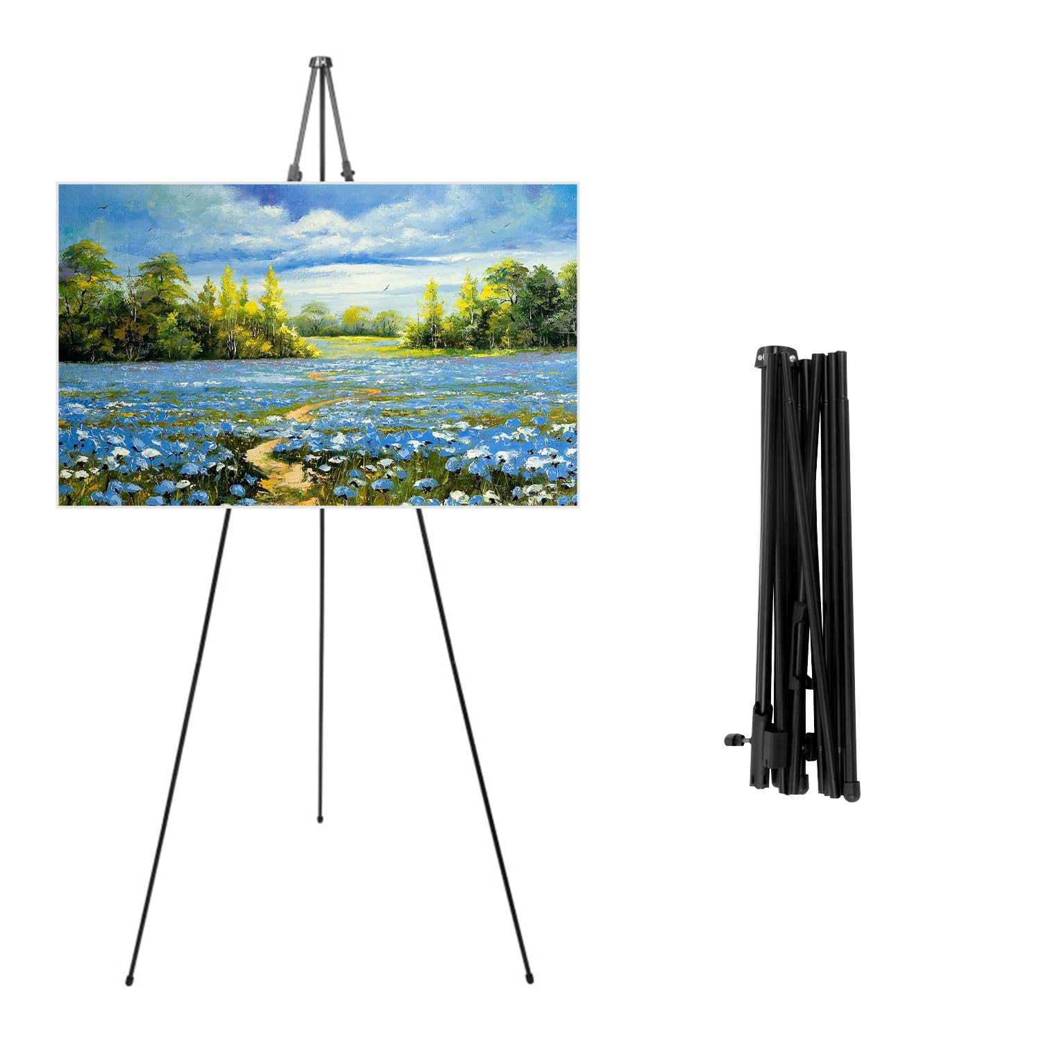 Caballetes de Boda, Soporte de Caballete para Expositor, Póster de Boda, Ajustable, Caballete Portátil Plegable para Bodas, Pinturas, Caballete Pintura, Cartel Bienvenida Boda, Caballete Madera(negro)