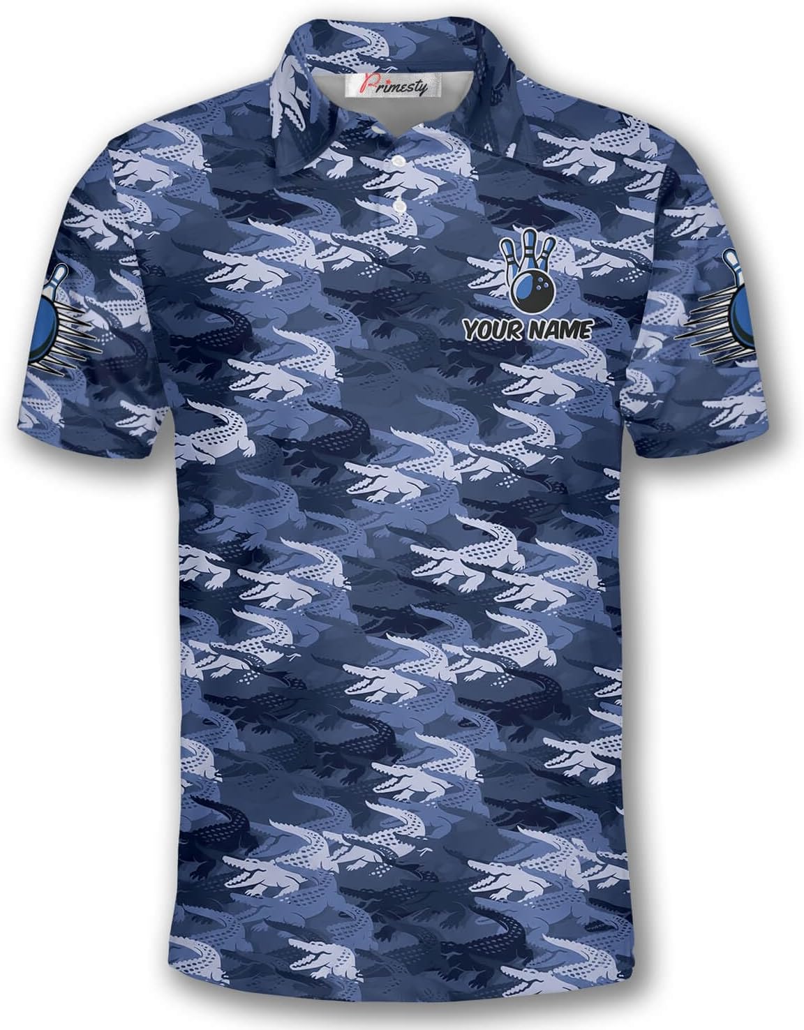 PRIMESTY Alligator Bowling Shirts, Custom Gator Bowling Polo Shirts, Personalized Alligator Bowling Jerseys for Men Women