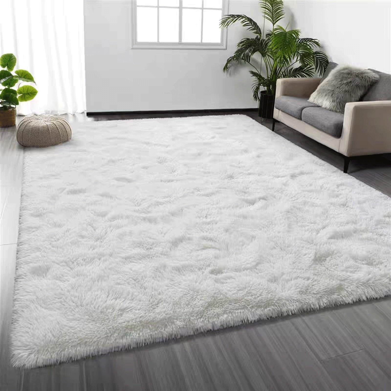 Tapis de salon 140x300 cm blanc doux avec dessous antidérapant