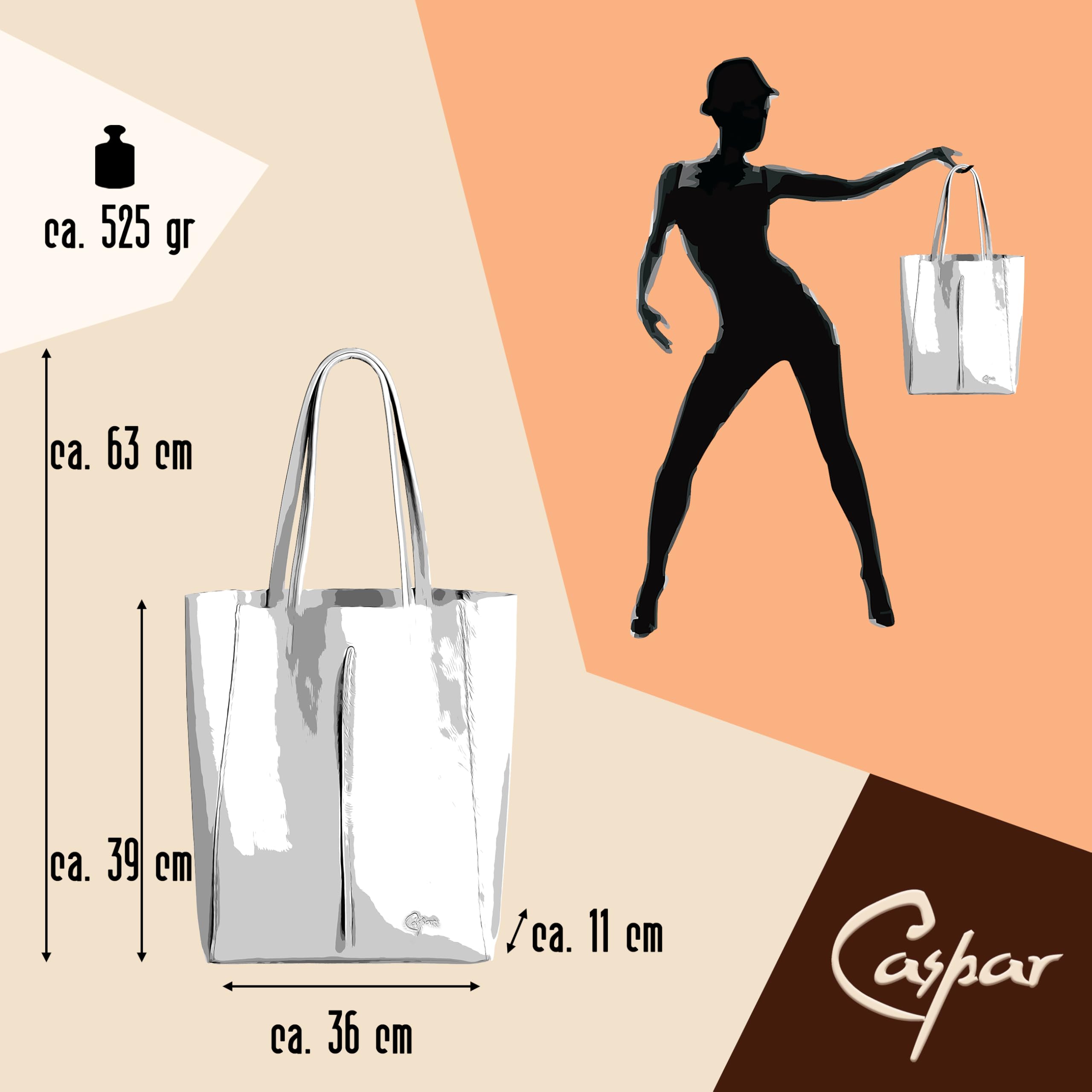 Caspar Großer Damen Leder Shopper Schultertasche mit Sicherheitsfach - CLASSIC LINE - Modell No.780 - Made in Italy