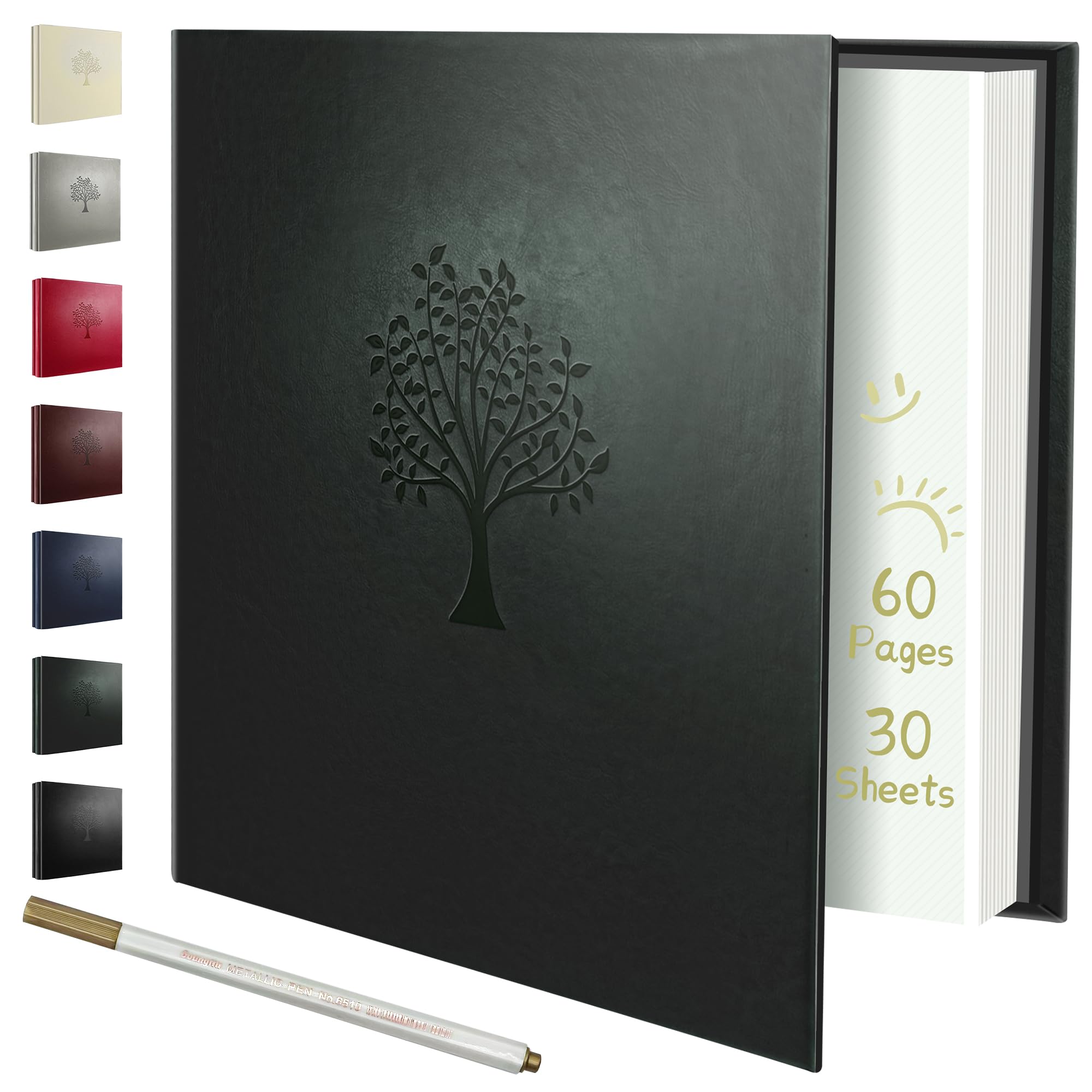 Großes Fotoalbum, selbstklebend, für 12,7 x 7,6 x 10,2 cm, 17,8 x 12,7 cm, 25,4 x 20,3 cm, 60 Seiten, Ledereinband, DIY-Fotobuch, ideales Geschenk für Familie, Reisen, Hochzeit, Baby