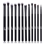 MSQ Eye Makeup Brushes 12pcs Eyeshadow Makeup Brushes Set with Soft Synthetic Hairs & Real Wood Handle for Eyeshadow, Eyebrow, Eyeliner, Blending(Black without bag)