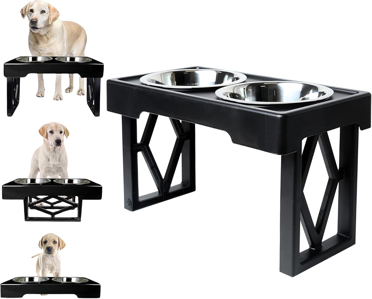 Hyper Pet Elevated Dog Bowls Large Breed, Adjustable Raised Dog Bowls Large Sized Food and Water Feeder - Stainless Steel