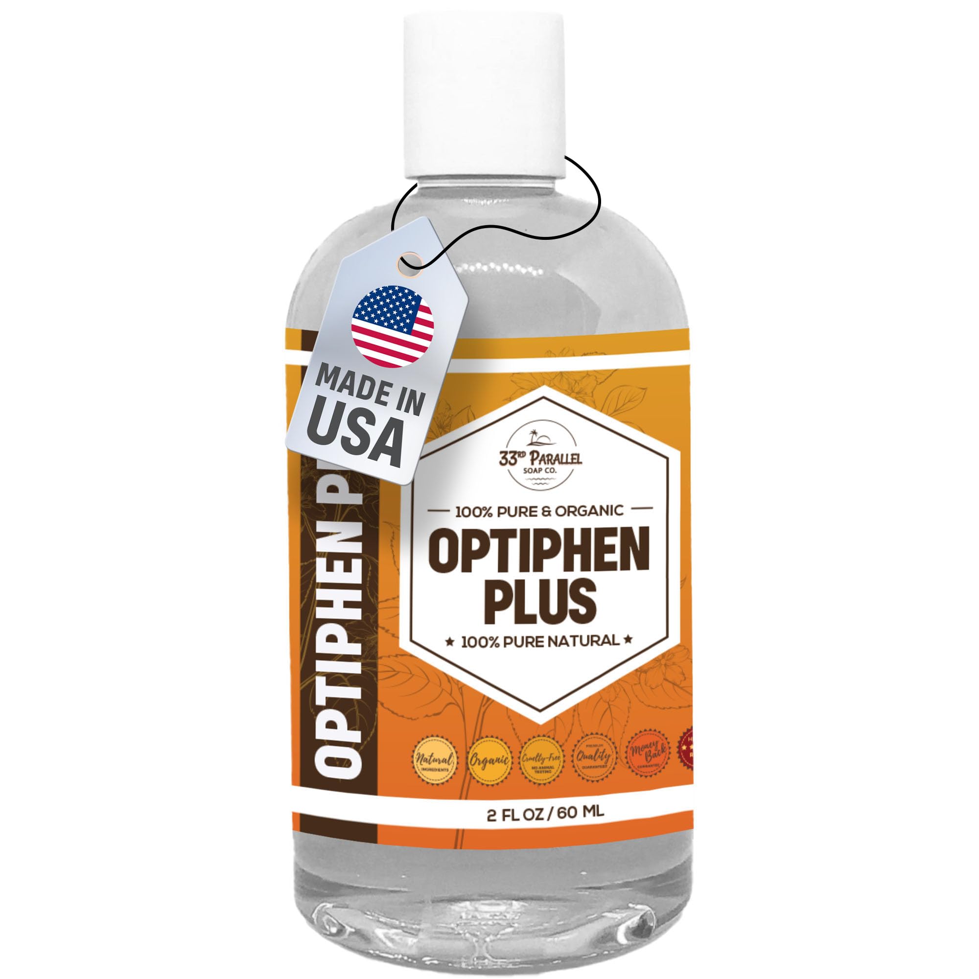 OPTIPHEN Plus Natural Preservative (2 oz) Paraben-Free; Formaldehyde-Free; Water & Oil Soluble | Suitable for Soap Making, Lotions, Conditioners, Creams & More | Keeps Products Fresh/Safe | 2 Ounces