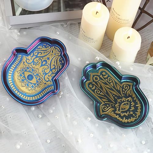 Miniatura 2 de iSuperb 2 moldes de resina de mano Hamsa, moldes de bandeja de almacenamiento de Fátima, moldes de silicona para moldes de fundición epoxi para