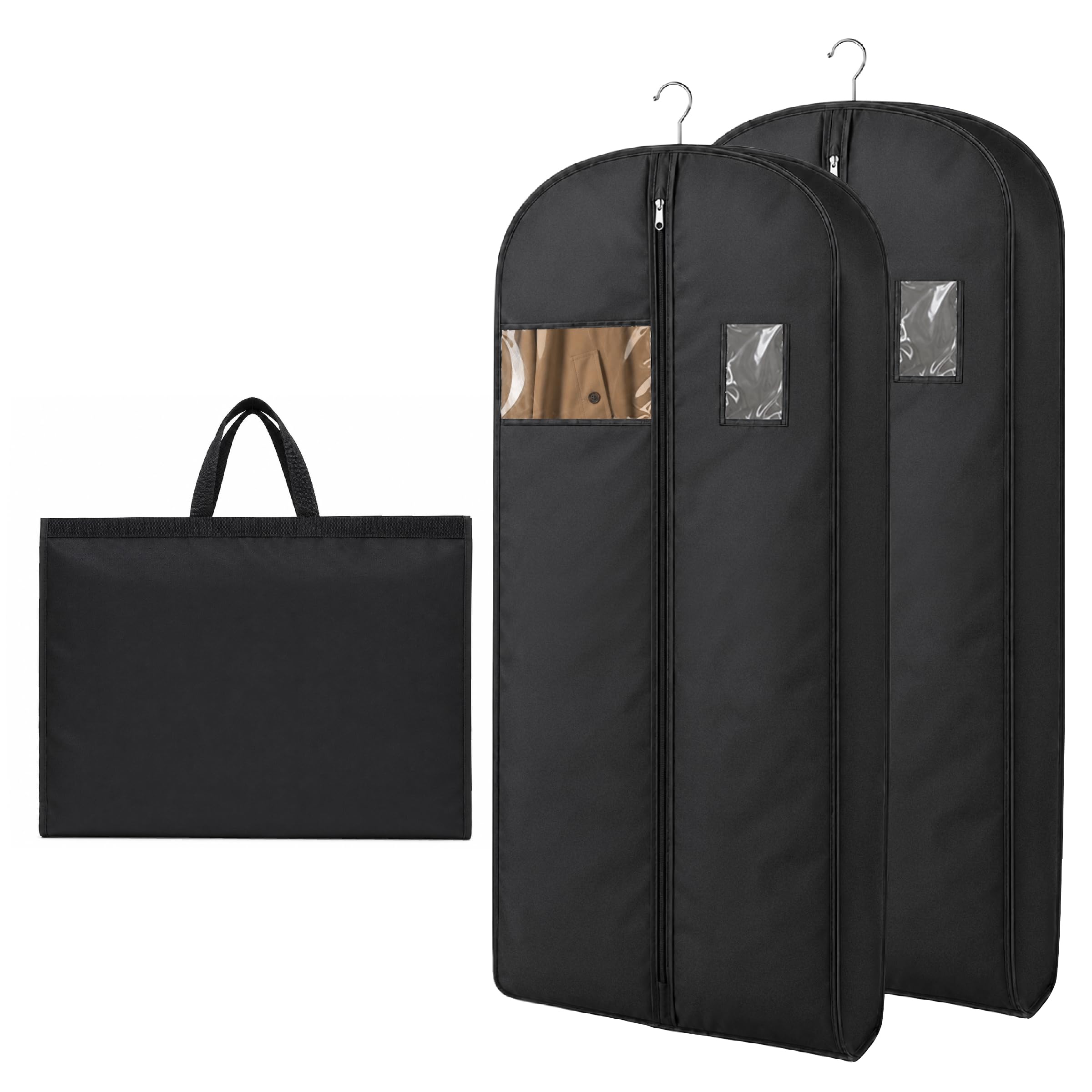 2 Pack Dress Bags Covers Long 55''(140cm), Travel Suit Covers with Handle