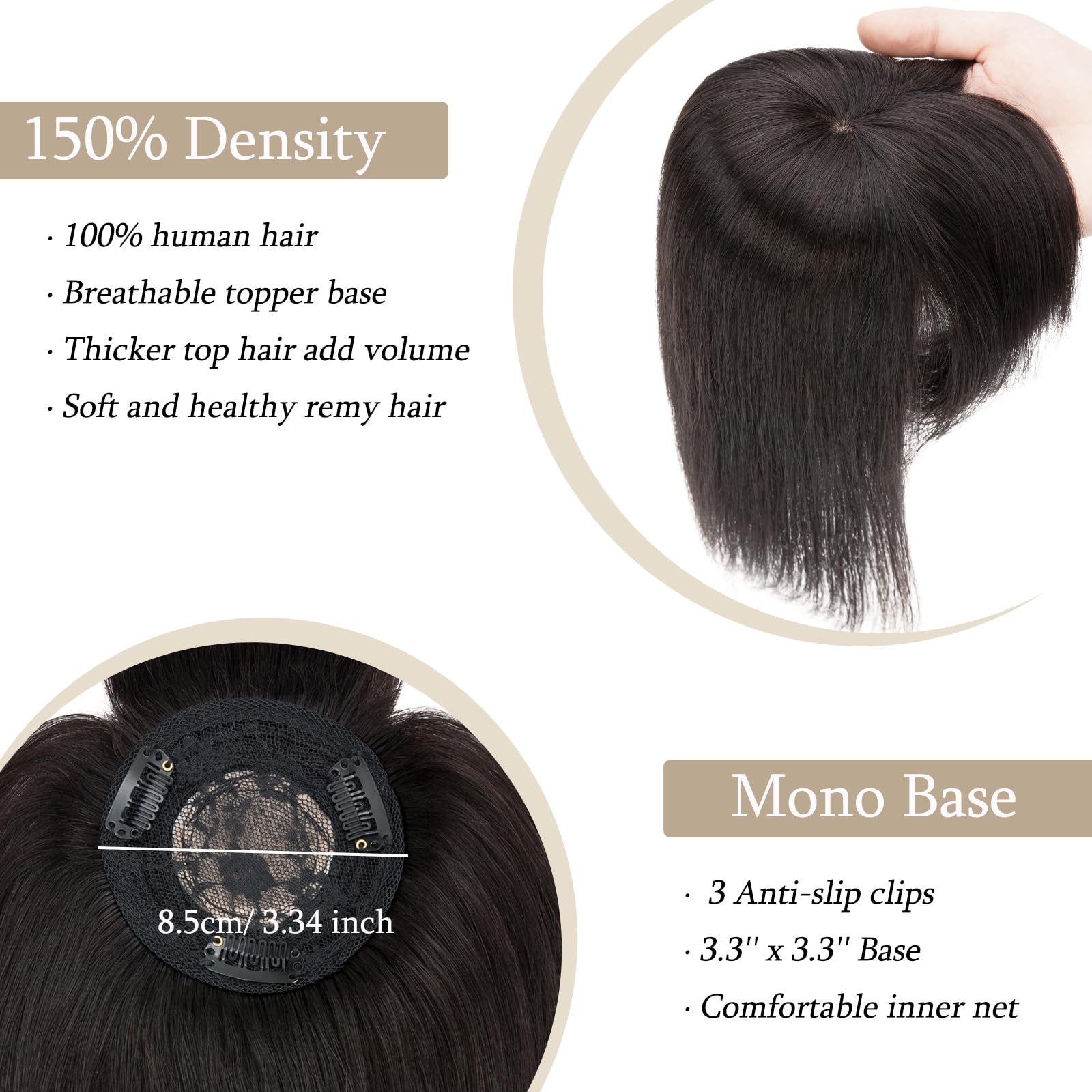 Amazon.com : MY-LADY Natural Mono Base Topper - 100% Real 