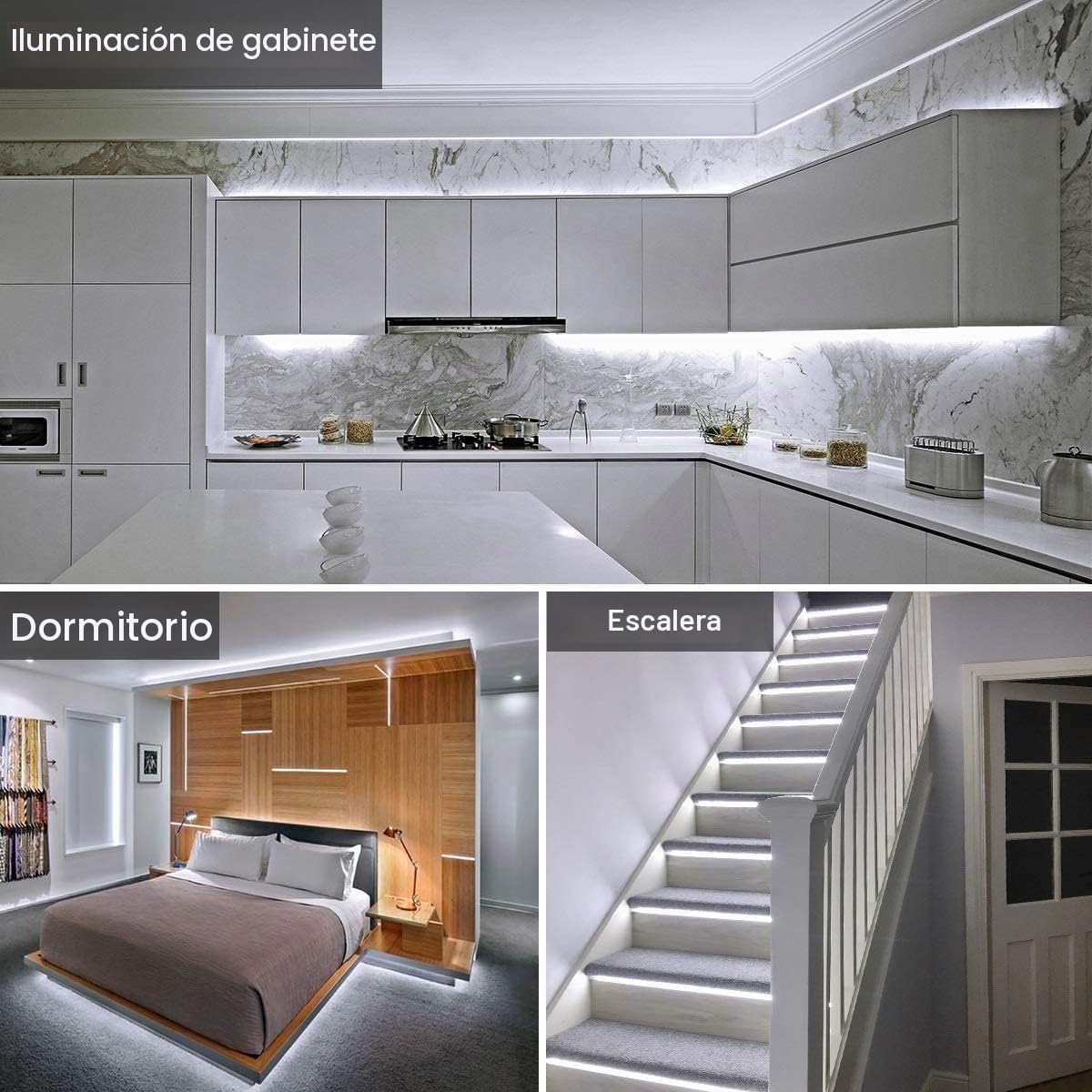 TOPAI Tira LED COB 24V Blanco Frío 5 Metros Impermeable 11W/M Alta Luminosidad, Tira de luces LED 6000K Exterior Autoadhesivo CRI>90 480LED/M Cortable Flexible para Cocina, Dormitorio, Salón