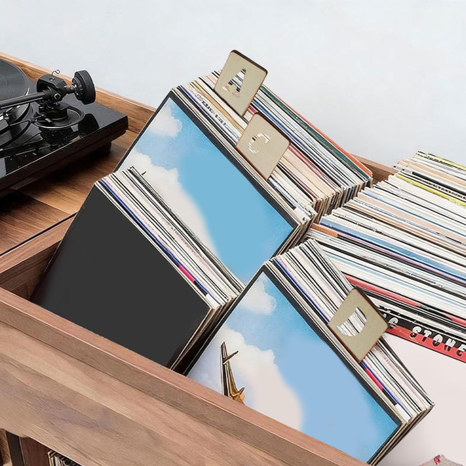 Divisori da Dischi Supporto in Legno 26 Pezzi | Organizzatore per Raccolta di Vinile adatto a Scaffali Orizzontali e Verticali, Album, Media, Segnalibri e Appassionati di