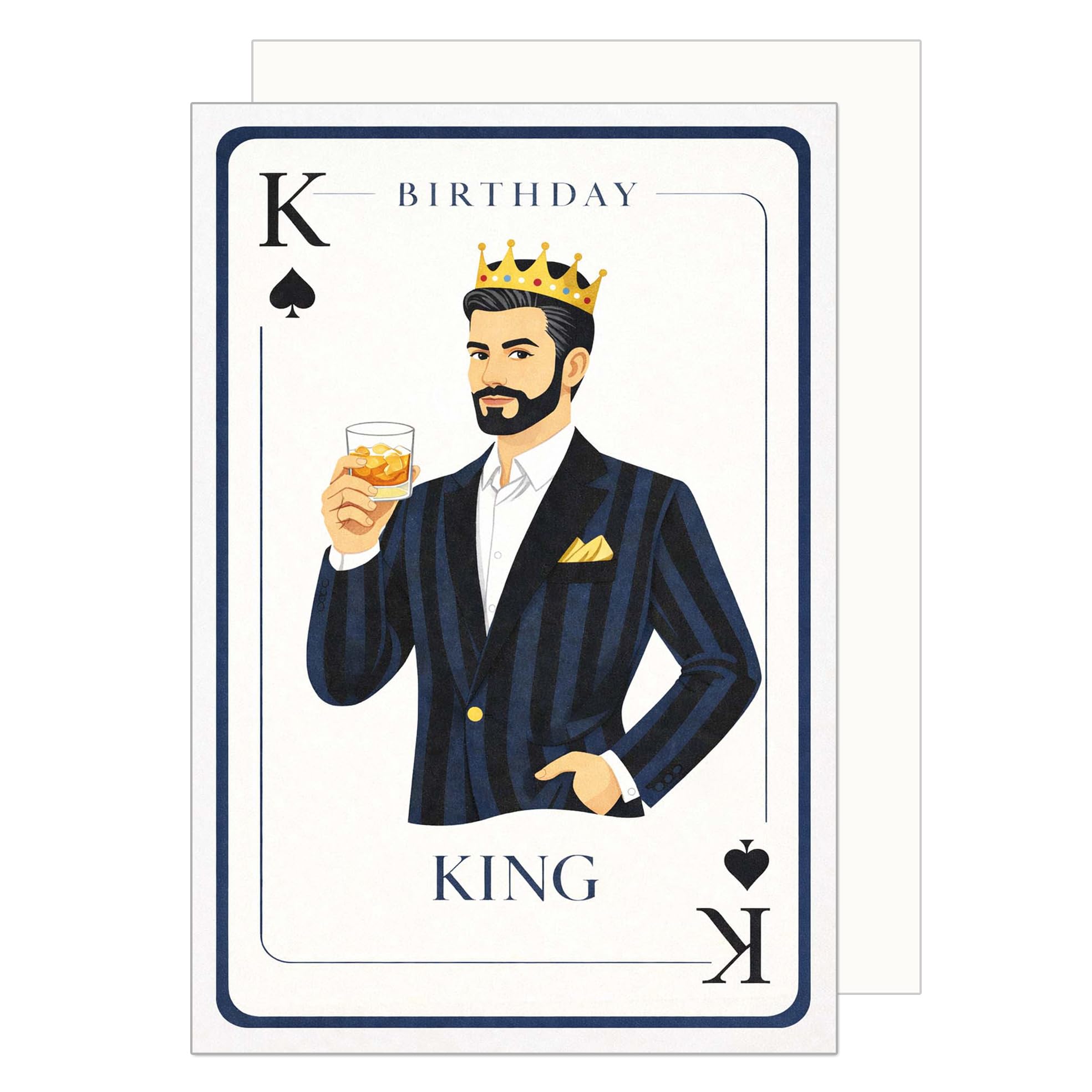 Edition Seidel Carte d'anniversaire avec enveloppe Happy Birthday pour homme ami king couronne drink elegant