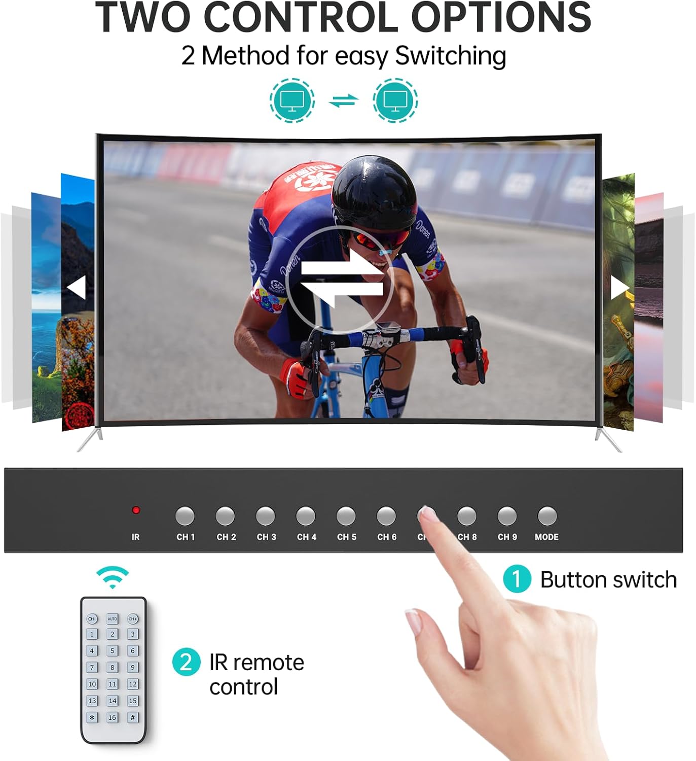 MT-VIKI 4K HDMI Multi-Viewer 9x1 w/IR Remote, 4K@30Hz Seamless HDMI Switcher 9 in 1 Out for PS4/PS5/Security Camera