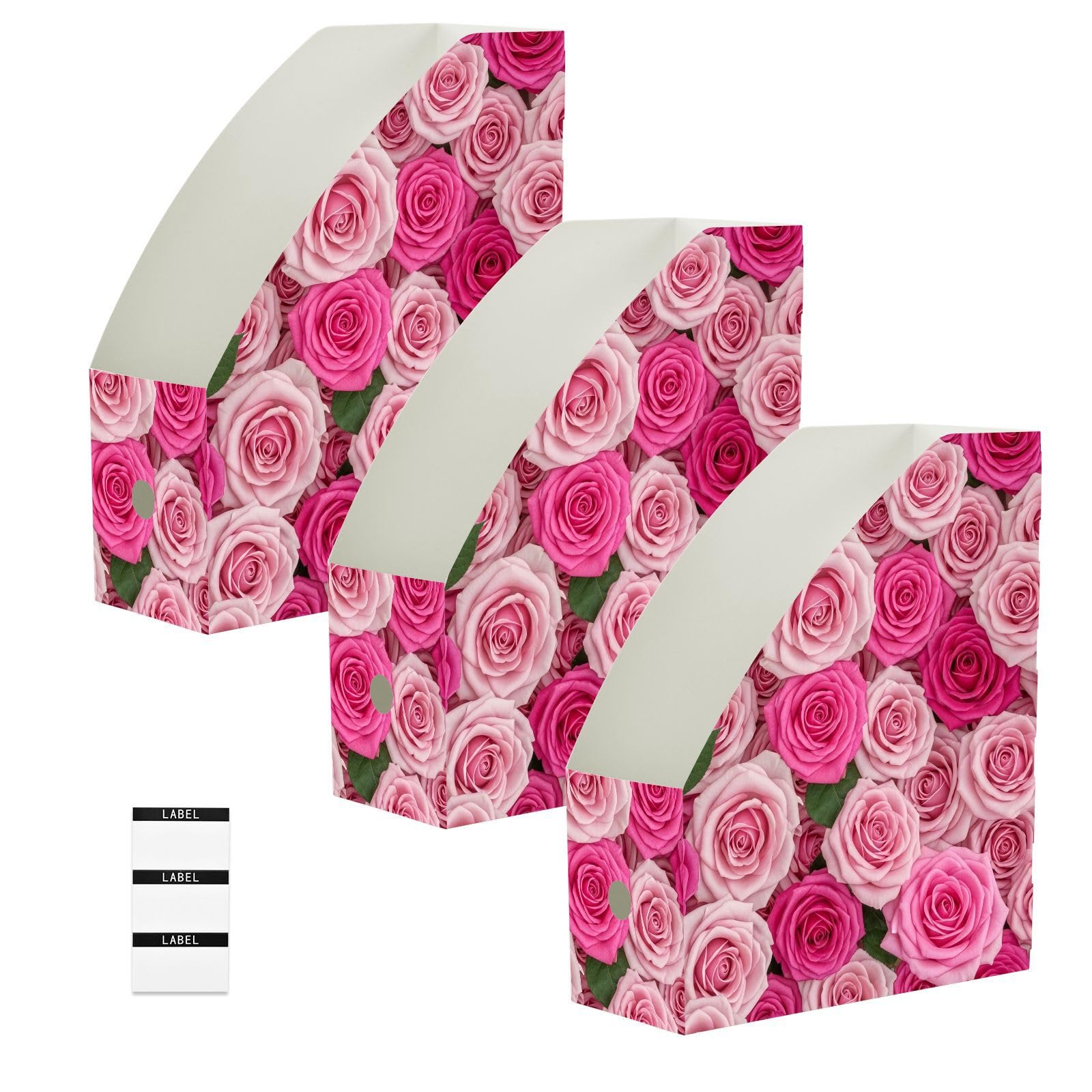 Organiseur de fichiers esthétique floral rose pour bureau