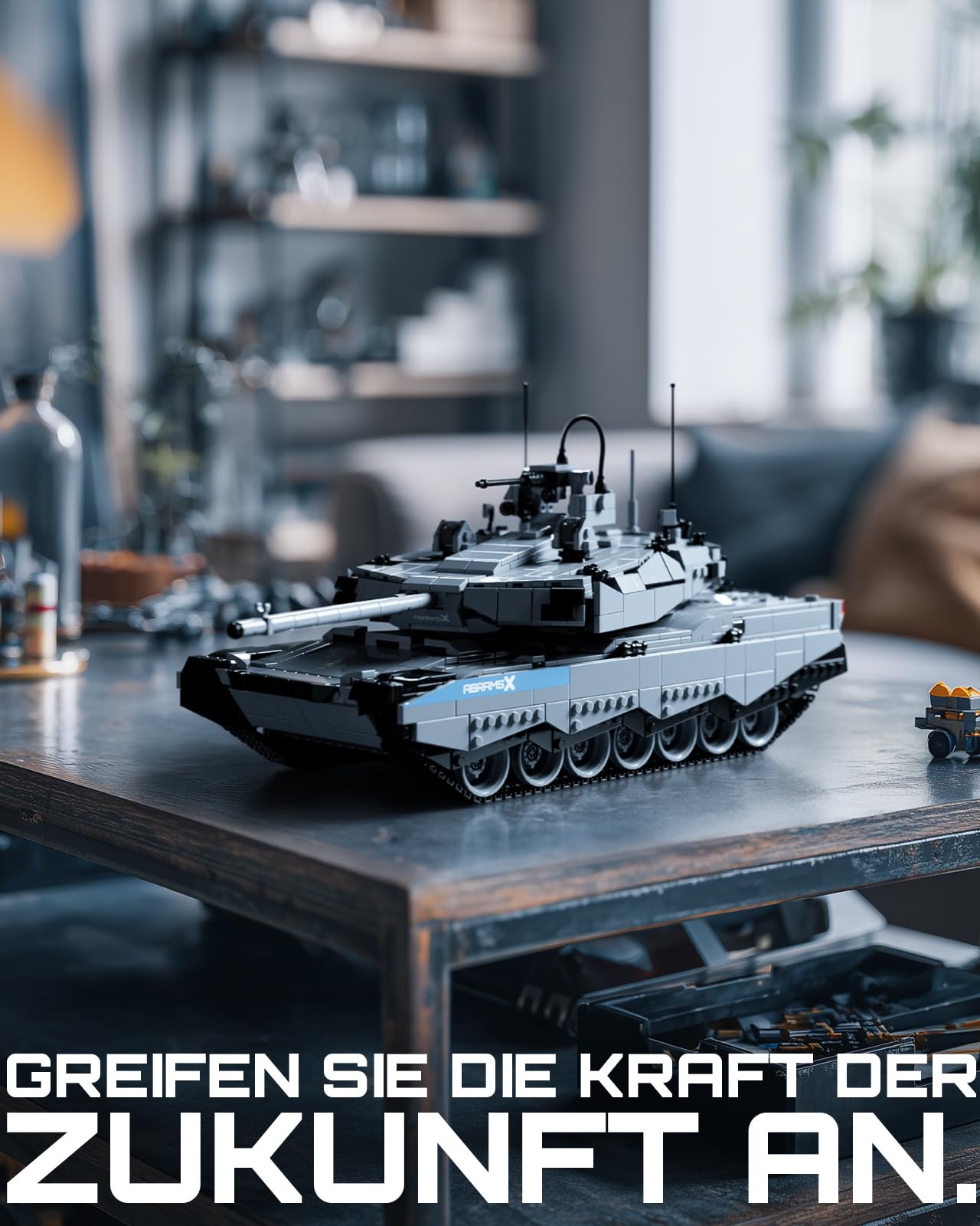 Nifeliz Militär Abrams X Panzer Bauspielzeugsets, Klemmbausteine Panzer Militär Modellbausatz für Erwachsene, eine ideale Geschenkidee für Männer und Frauen (2,136 Teile, NF10300) | Modernes Armee-Hauptpanzer-Modell-Set für Erwachsene zum Bauen und Sammel