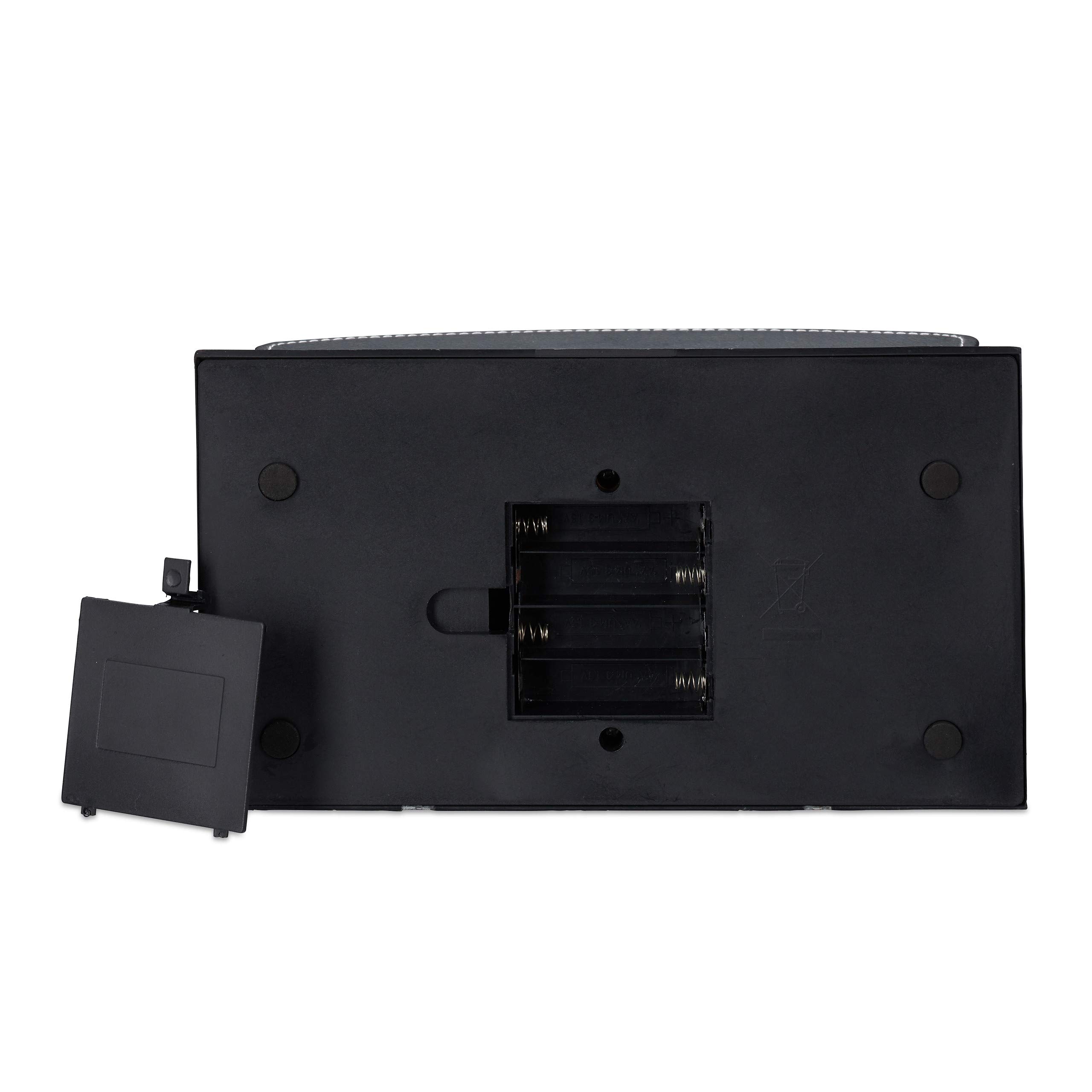 Relaxdays, mescolatore di carte nero elettrico, in pelle, 4 mazzi, mescola automaticamente le carte, standard
