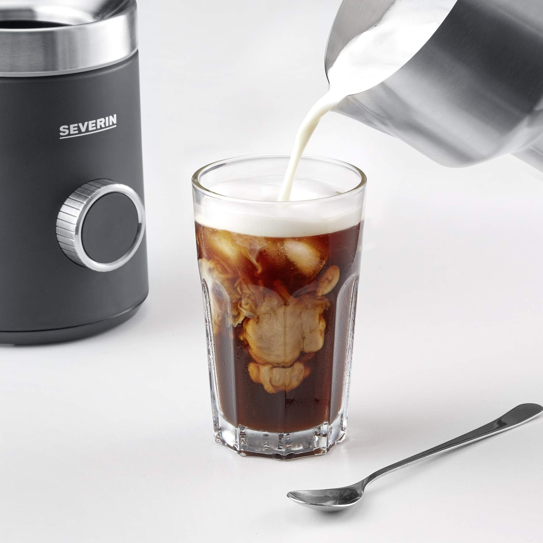 SEVERIN Émulsionneur de lait Spuma 700 Plus 500 W, Mousseur de lait à induction, Mousseur à lait électrique, Chocolatière 700 ml, 13 programmes, inox/noir, SM 3587