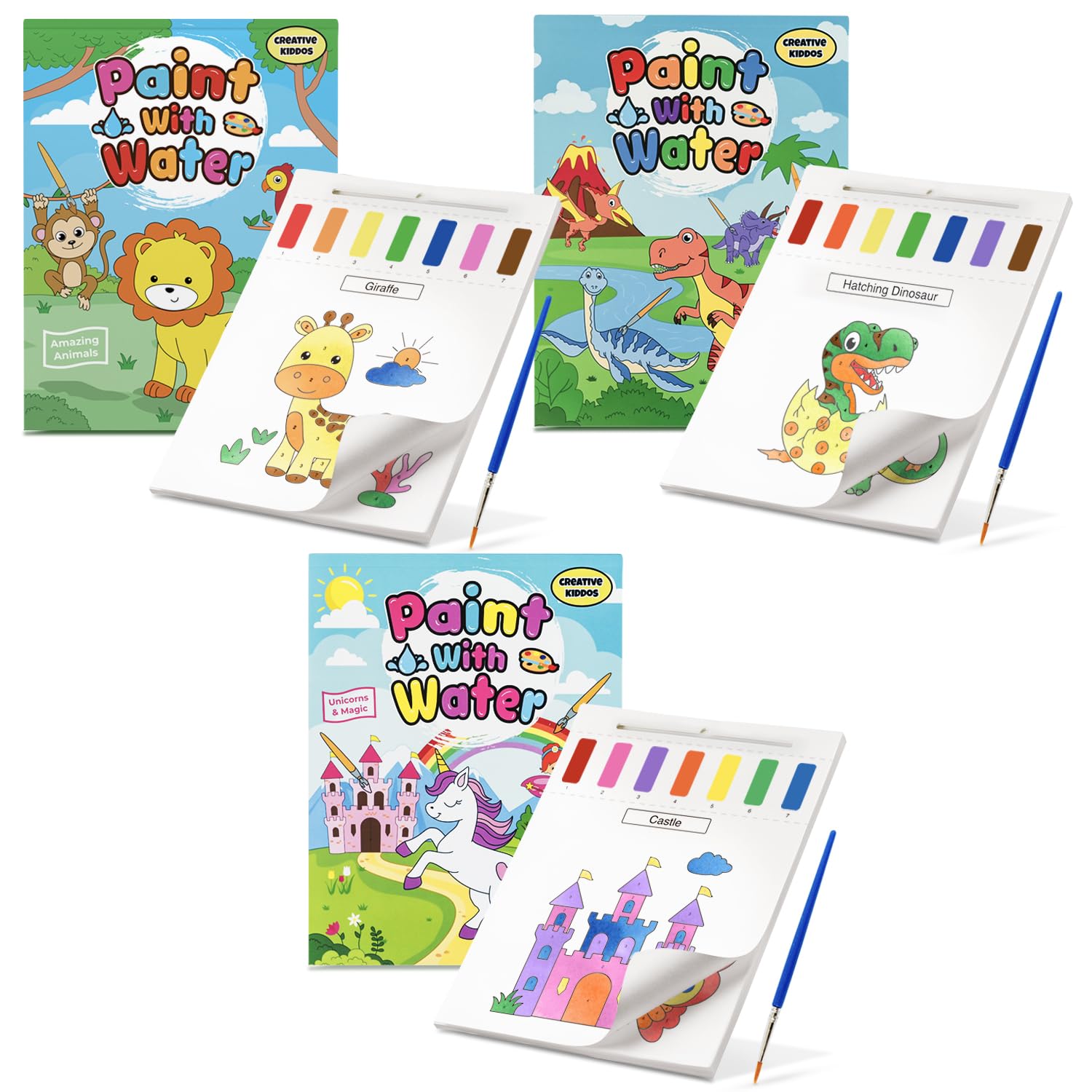 Amazon.com: Paint with Water Coloring Books for Toddlers: 3 Books, Mess Free Kids Watercolor ...