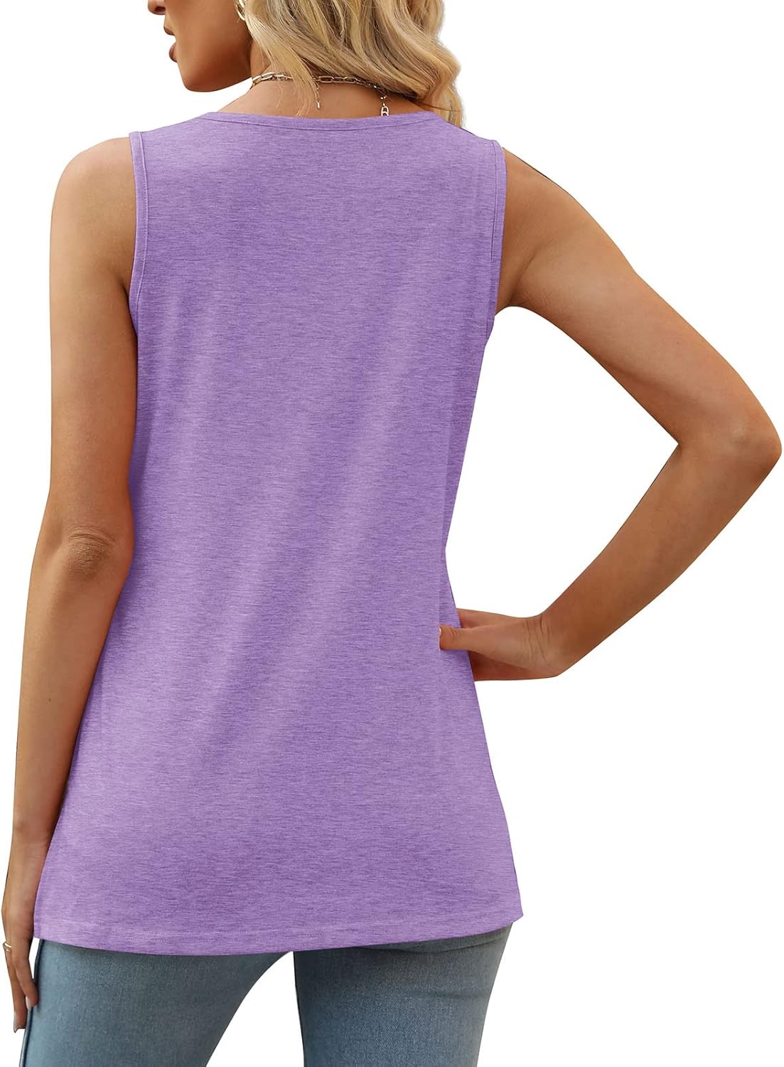 XIEERDUO Summer Tank Tops for Women Square Neck Loose Fit Casual Fashion Flowy Sleeveless - Image 5