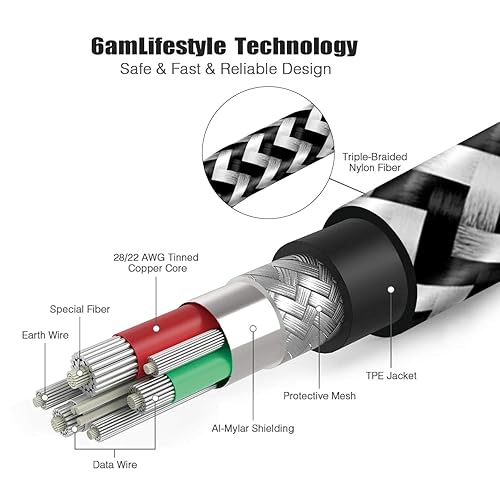 Miniatura 3 de Paquete de 3 cables de carga para controlador PS4 de 10 pies Cable de carga de nailon trenzado micro USB de alta velocidad compatible con