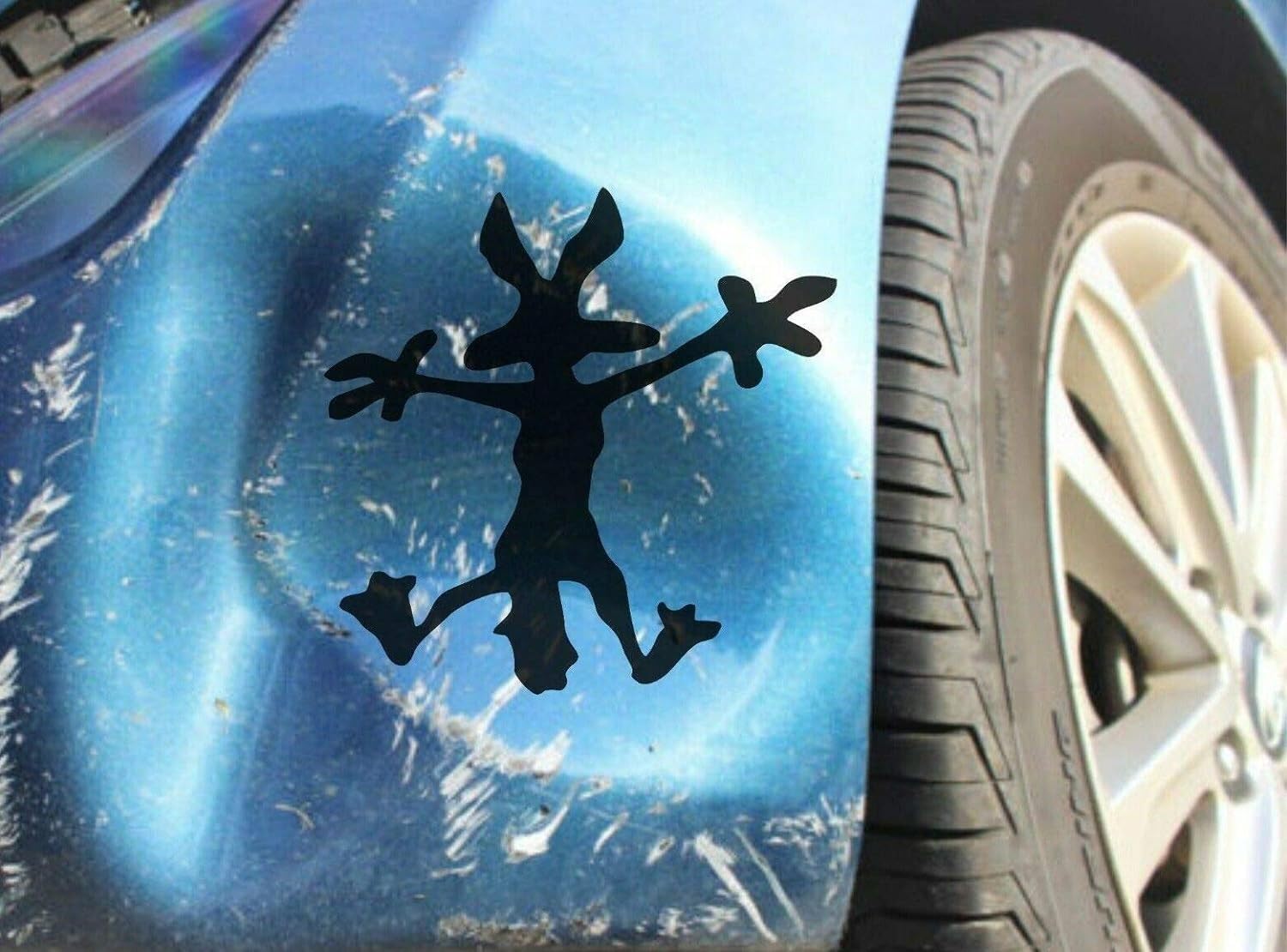 Autocollant coyote amusant en forme d'accident de voiture - 20 cm