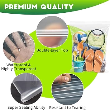 TUXIYA 12PACK 20 Gallon Extra Large Zipper Plastic Bags for Storage 24x32