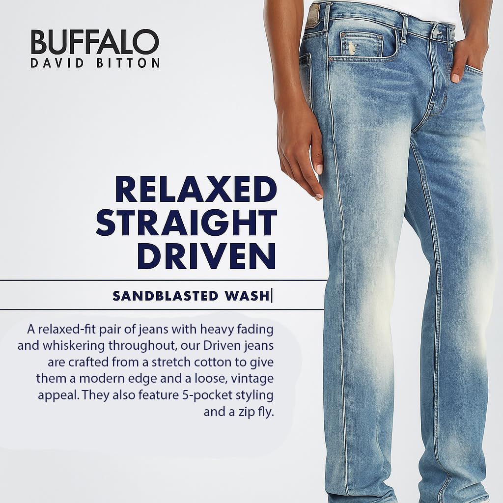 Buffalo David Bitton Mens Relaxed Straight Leg Driven Jean with Stretch Fabric - Image 6