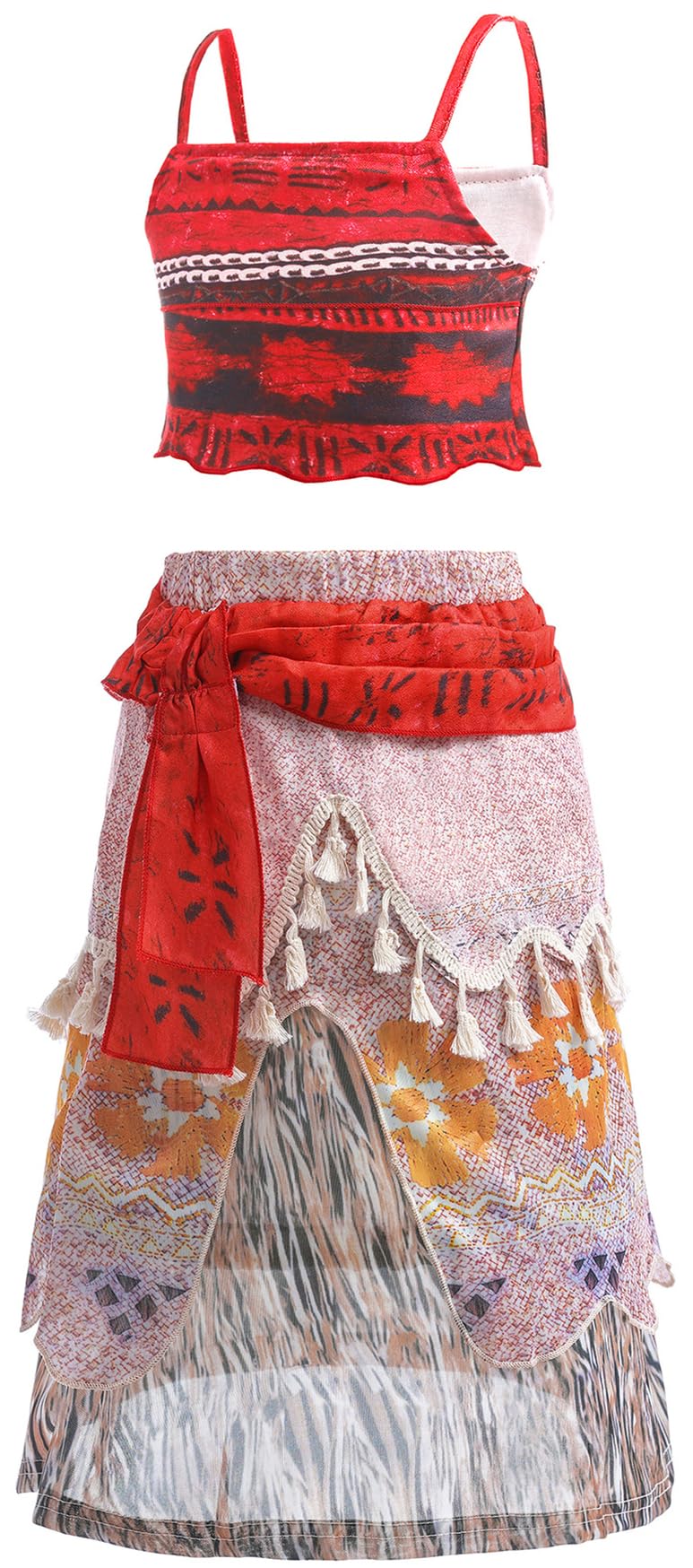 Vestito Principessa Moana Per Bambina - Costume Vaiana Con Collana E Ghirlanda Per Carnevale E Halloween - Foto 2