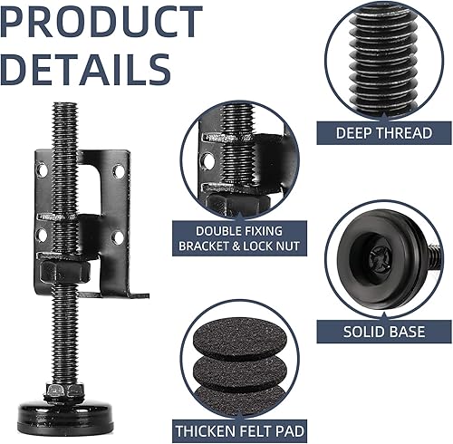 Miniatura 3 de Paquete de 4 patas niveladoras ajustables resistentes  niveladores de muebles para banco de trabajo, mesa, armario, armario