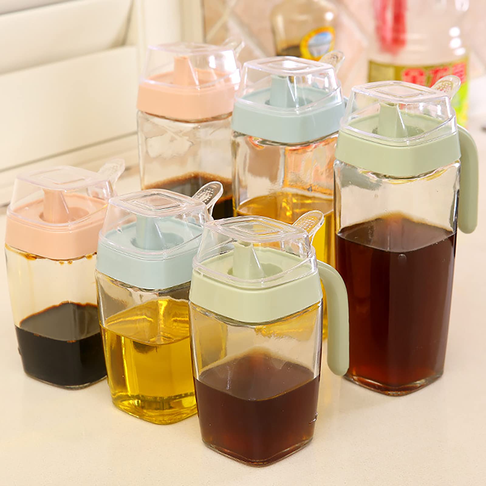 Flacon Distributeur D'huile D'olive Avec Pompe – Ensemble Distributeur D' Huile Et De Vinaigre En Verre Avec Récipient Mesuré – Lot De 2 Bouteilles D' Huile De Cuisine, Gadgets De Cuisine Et Coffret