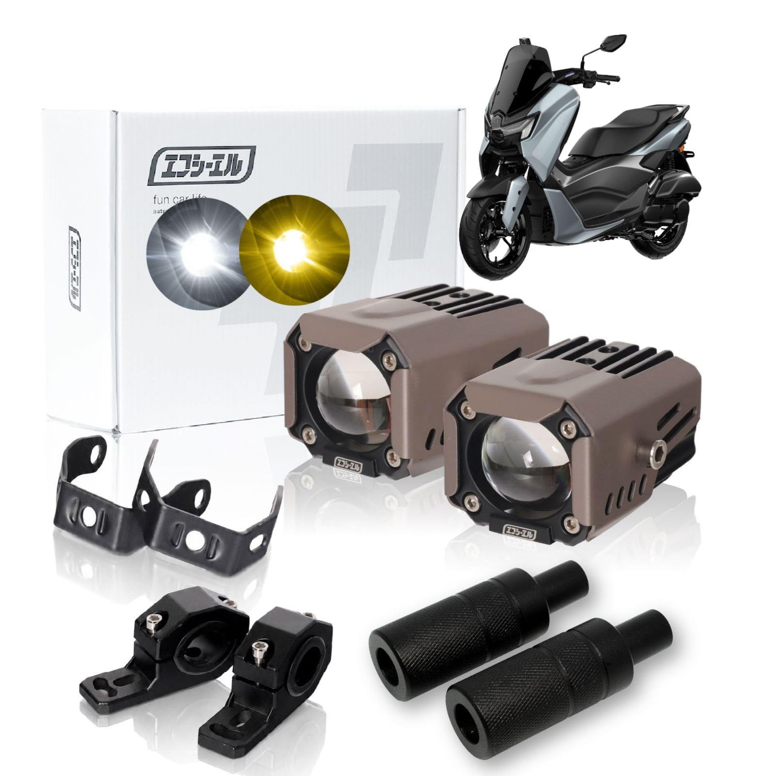 Amazon.co.jp: fcl.(エフシーエル) NMAX125 SEG6Jバイク フォグランプ