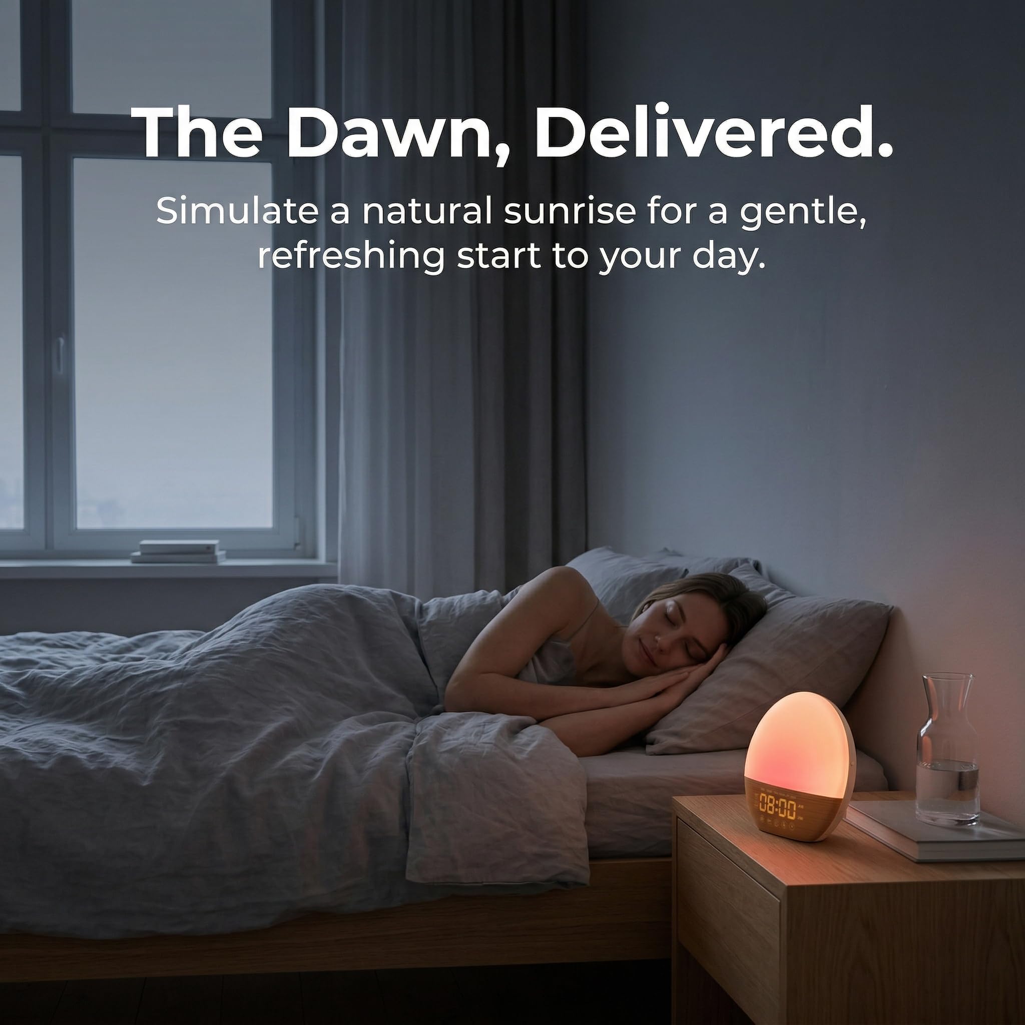 Réveil Simulateur D'aube & Crépuscule,Réveillez- Vous Naturellement,Réveil Lumineux Simulateur D'aube,Radio Eveil Matin Lumière Lampe De 20 Niveaux,7 Sons Naturels Fonction Snooze 18 Couleurs (B#)