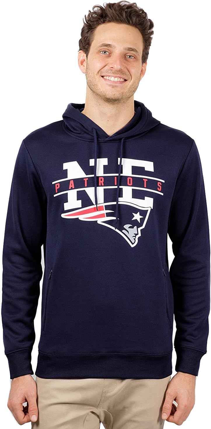 Ultra Game NFL Men's Soft Fleece Hoodie Pullover Sweatshirt With Zipper Pockets
