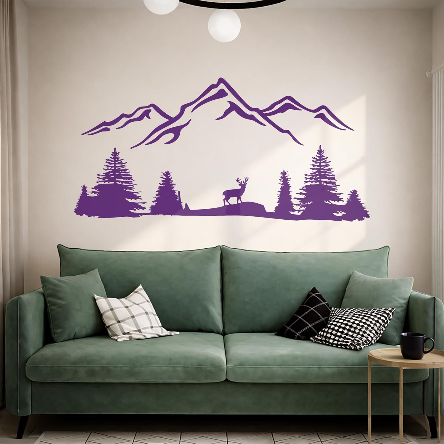 Vinyl Wall Decal Deer Mountains Wildlife Trees Beauty Nature Stickers Mural Large Decor (g1979) Black