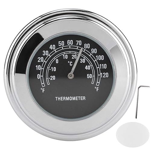 Termómetro de reloj para manillar de 1 pulgada 7/8 pulgadas ‑20 ℃ ‑ 122.0 °F Dial de medición resistente a la intemperie para montaje de motocicleta