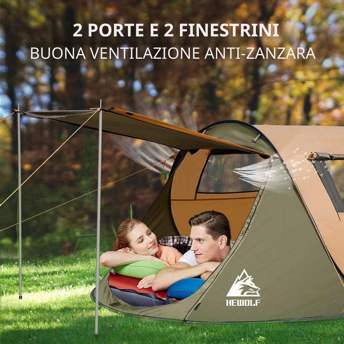 HEWOLF- Tenda automatica pop-up – tenda da spiaggia portatile istantanea, protezione UV, riparo dal sole per spiaggia, campeggio, escursionismo.
